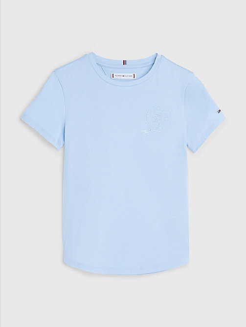t-shirt tommy icons à logo rapiécé bleu pour girls tommy hilfiger