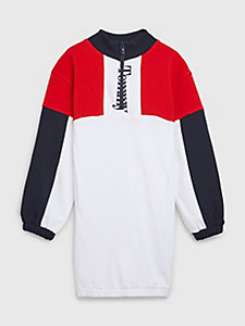 wit colour-blocked sweaterjurk voor girls - tommy hilfiger
