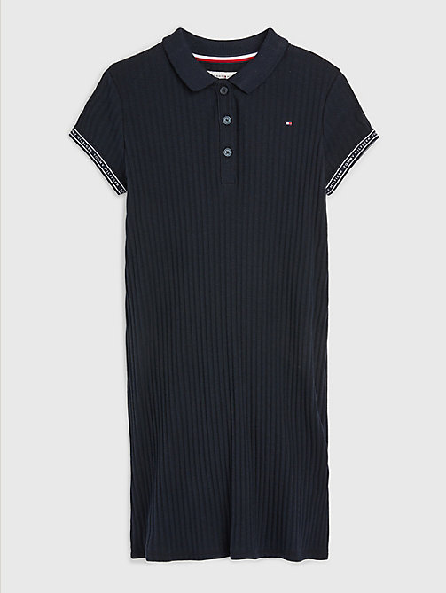 blue tape ribbed polo dress for girls tommy hilfiger