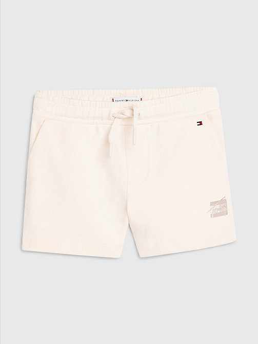 white organic cotton sweat shorts for girls tommy hilfiger