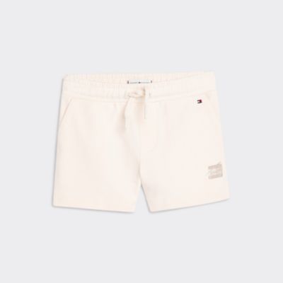 white cotton sweatshorts