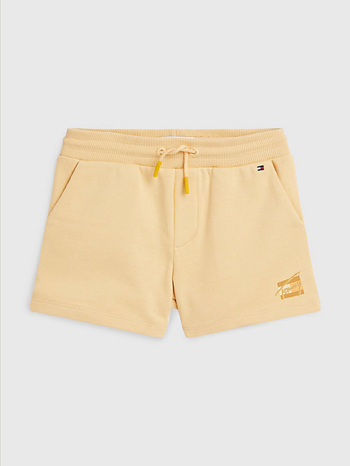 yellow organic cotton sweat shorts for girls tommy hilfiger