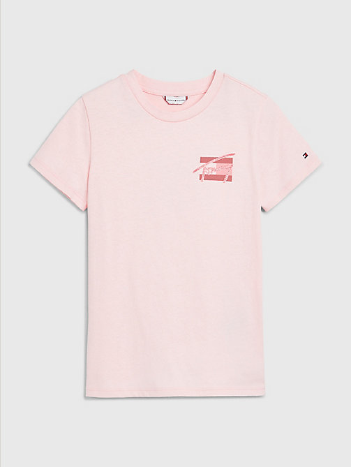 pink natural dye t-shirt for girls tommy hilfiger