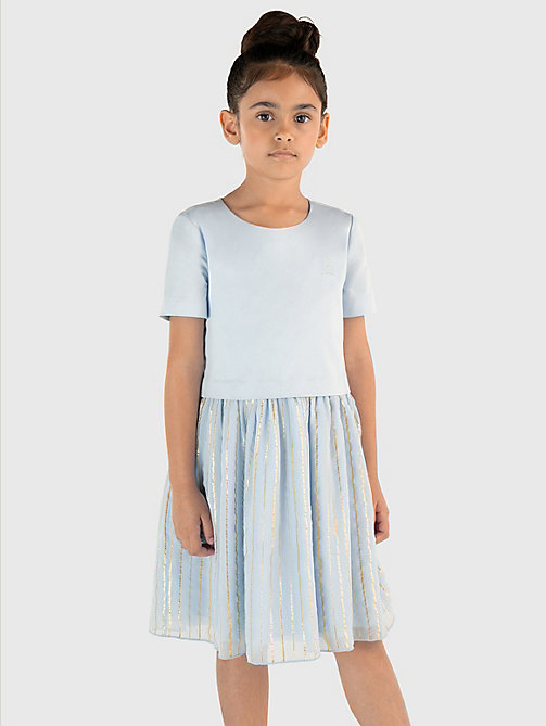 blue metallic stripe dress for girls tommy hilfiger