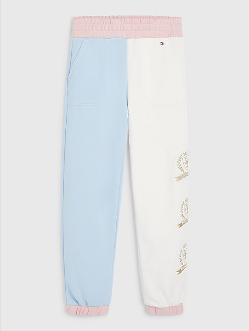 white tommy icons colour-blocked joggers for girls tommy hilfiger