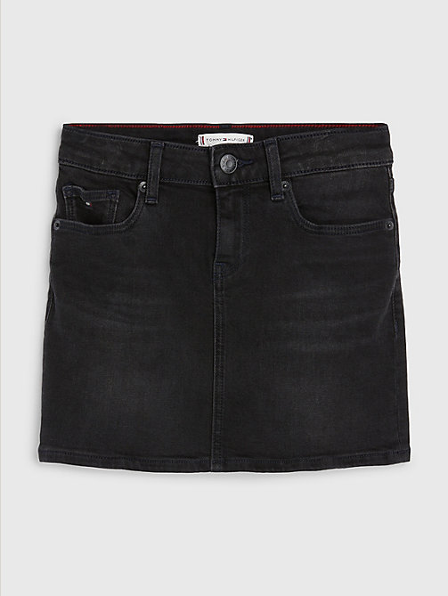 denim schwarzer jeans-minirock mit fade-effekt für girls - tommy hilfiger