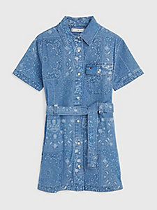 denim bandana patchwork denim shirt dress for girls tommy hilfiger