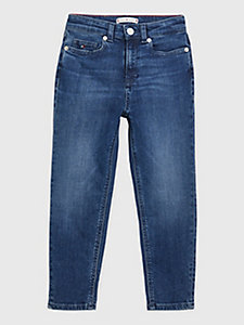 denim high rise tapered jeans met fading voor girls - tommy hilfiger
