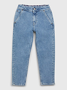 denim high rise tapered comfort jeans voor meisjes - tommy hilfiger