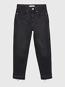 denim tapered schwarze jeans mit hohem bund für girls - tommy hilfiger
