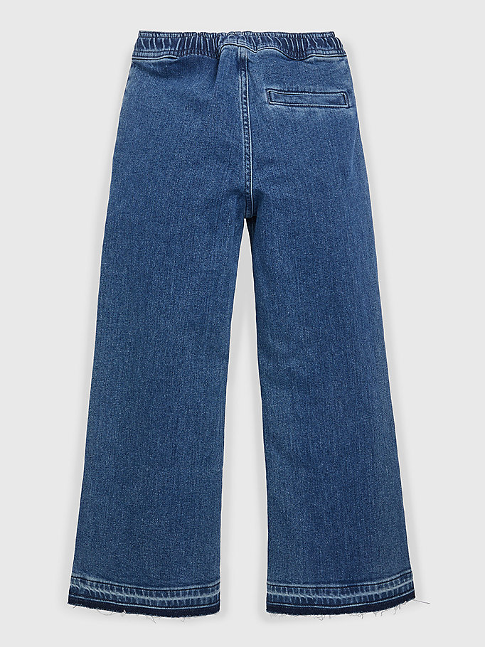 denim wide leg drawstring jeans for girls tommy hilfiger