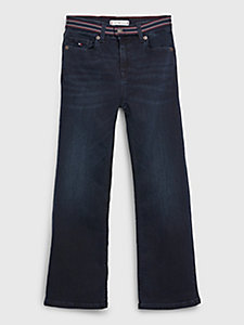 деним расклешенные джинсы с отделкой в полоску th monogram для девочки - tommy hilfiger