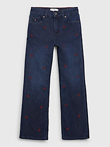 деним расклешенные джинсы с вышивкой th monogram для девочки - tommy hilfiger