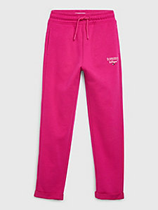pink tapered logo joggers for girls tommy hilfiger