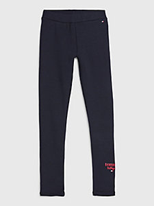 blue ribbed texture leggings for girls tommy hilfiger