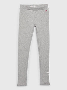 grey ribbed texture leggings for girls tommy hilfiger