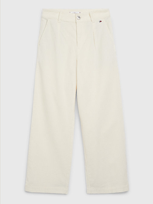 yellow corduroy pleat detail trousers for girls tommy hilfiger