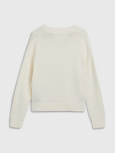 yellow checkerboard cable knit jumper for girls tommy hilfiger