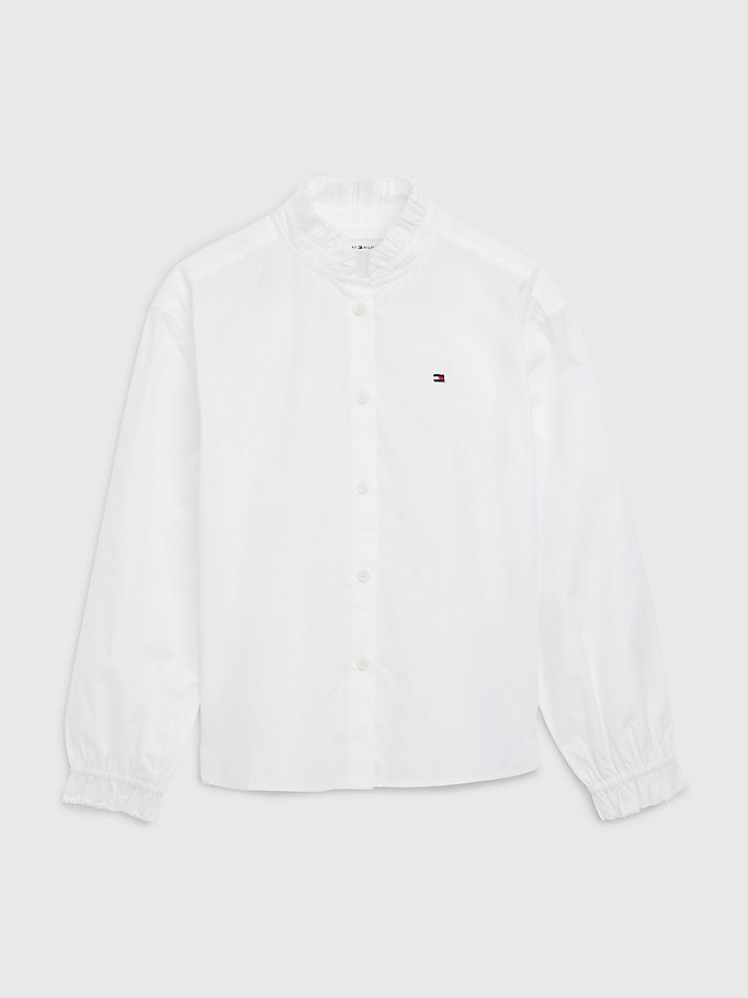 white ruffle detail shirt for girls tommy hilfiger