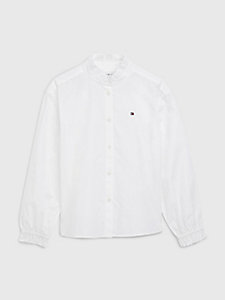 white ruffle detail shirt for girls tommy hilfiger
