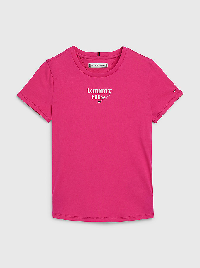 rosa t-shirt aus bio-baumwolle mit logo für girls - tommy hilfiger