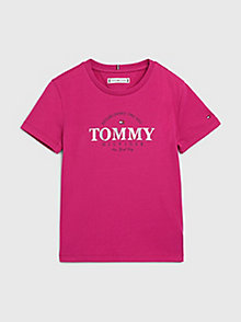 pink nyc logo t-shirt for girls tommy hilfiger