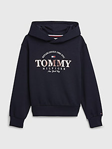 blau hoodie mit metallic-logo für girls - tommy hilfiger