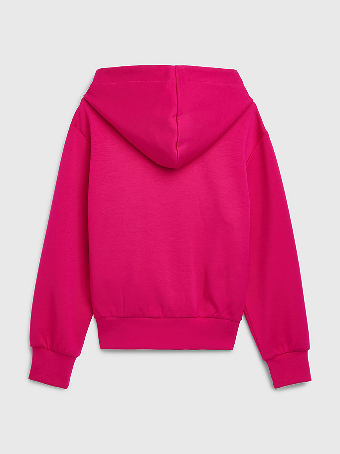 pink metallic logo hoody for girls tommy hilfiger