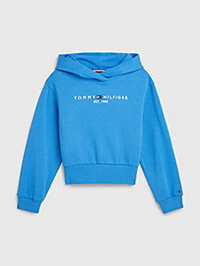 blue essential logo hoody for girls tommy hilfiger