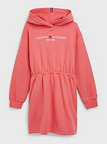 pink essential hoody dress for girls tommy hilfiger