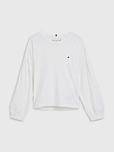 camiseta de manga larga con encaje blanco de nina tommy hilfiger