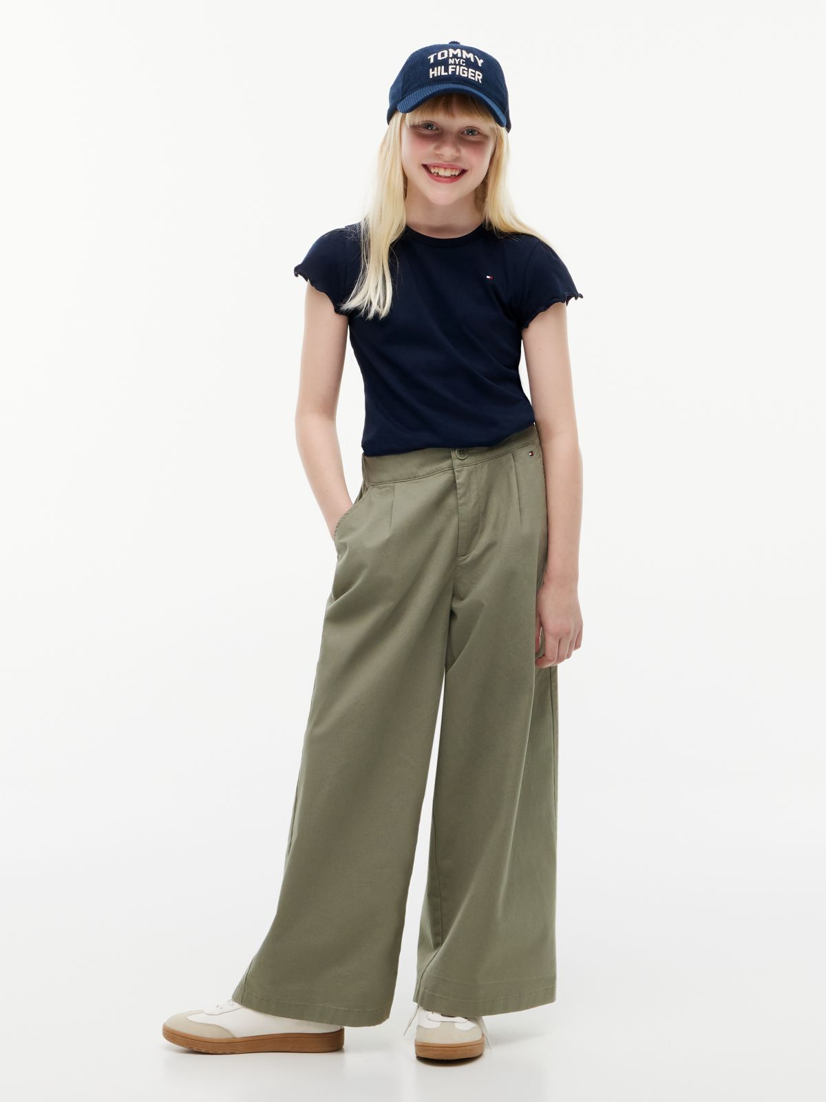 Essential Slim Ruffle Short Sleeve Top — Blue