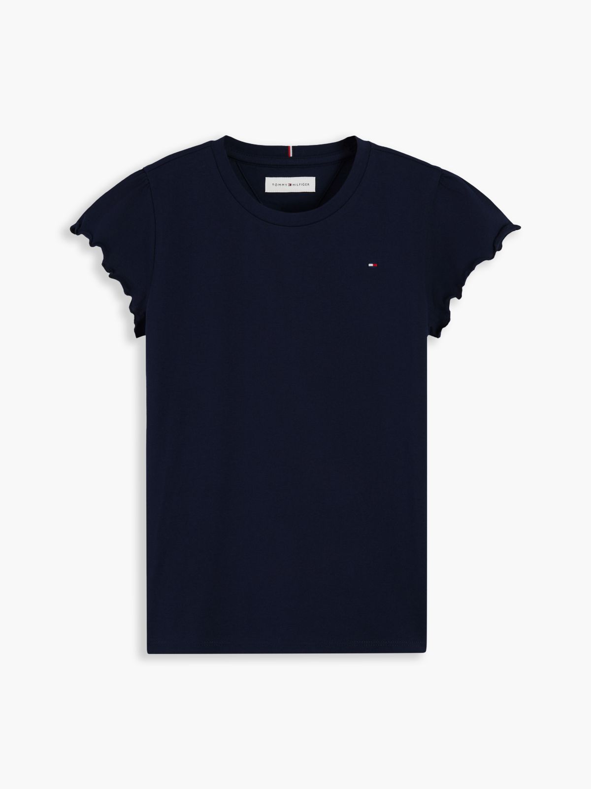 Essential Slim Ruffle Short Sleeve Top — Blue