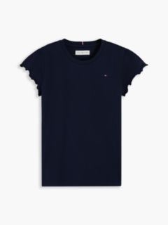 Essential Slim Ruffle Short Sleeve Top — Blue 5