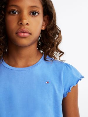 blue essential slim fit t-shirt mit bogenkante für mädchen - tommy hilfiger