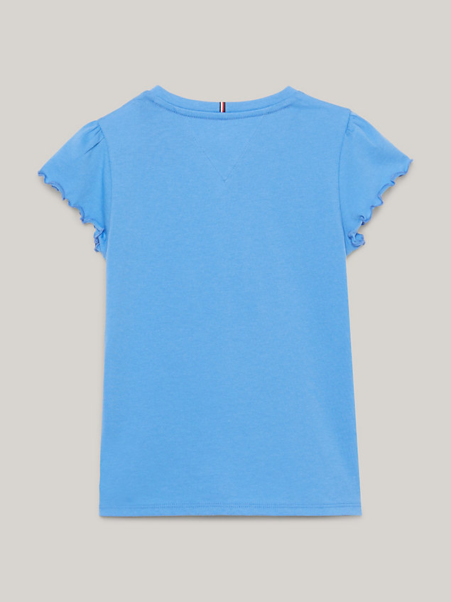 blue essential slim fit t-shirt mit rüschenärmeln für maedchen - tommy hilfiger