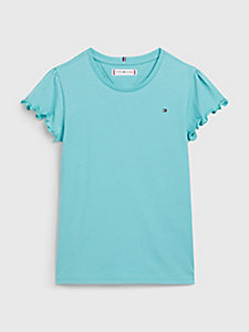 green essential ruffle sleeve t-shirt for girls tommy hilfiger