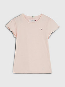 pink essential ruffle sleeve t-shirt for girls tommy hilfiger