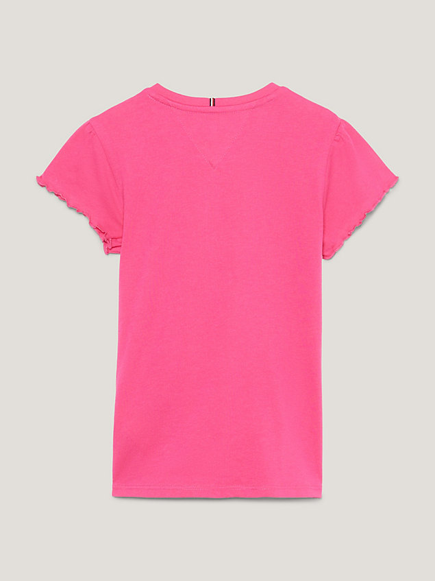 pink essential ruffle sleeve slim fit top for girls tommy hilfiger
