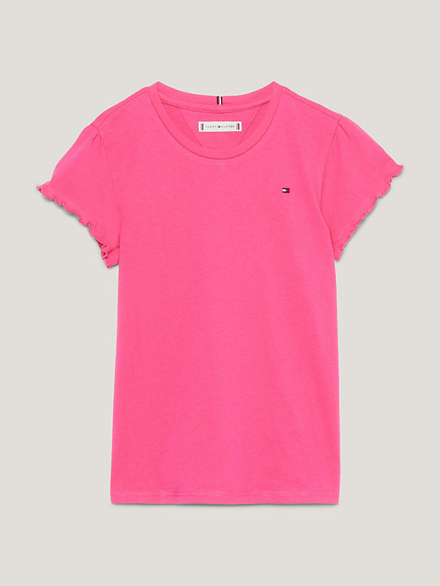 pink essential slim fit top met ruches voor meisjes - tommy hilfiger