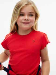 Essential Slim Ruffle Short Sleeve Top — Red 3