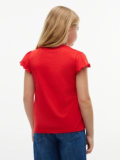 Essential Slim Ruffle Short Sleeve Top — Red 4