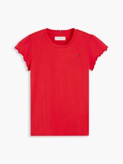 Essential Slim Ruffle Short Sleeve Top — Red 5