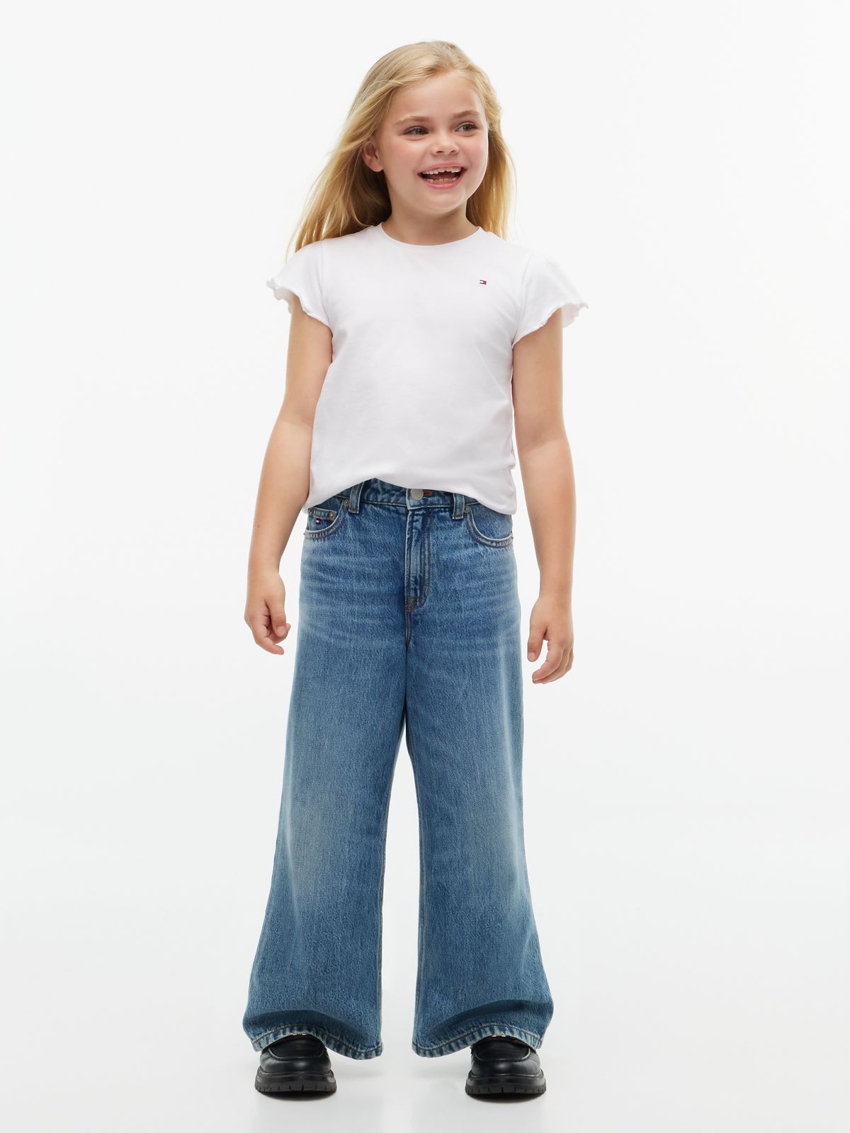 Essential Slim Ruffle Short Sleeve Top — White