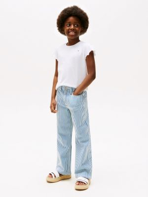 white ruffle sleeve slim t-shirt for girls tommy hilfiger