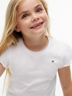 Essential Slim Ruffle Short Sleeve Top — White 3