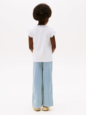 wit slim fit t-shirt met ruches voor meisjes - tommy hilfiger