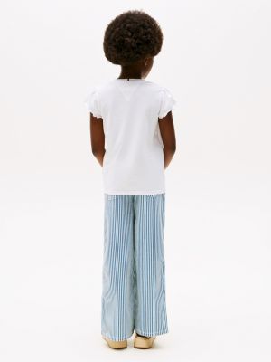 white ruffle sleeve slim t-shirt for girls tommy hilfiger