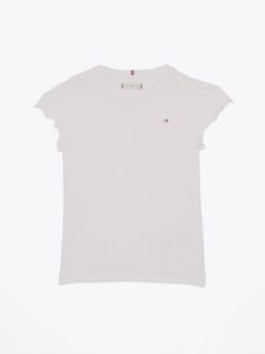 Essential Slim Ruffle Short Sleeve Top — White 6