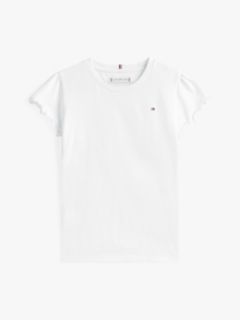 Essential Slim Ruffle Short Sleeve Top — White 7